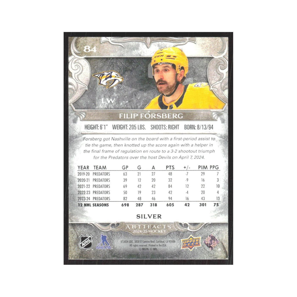 2024 Upper Deck Artifacts Filip Forsberg Nashville Predators #84