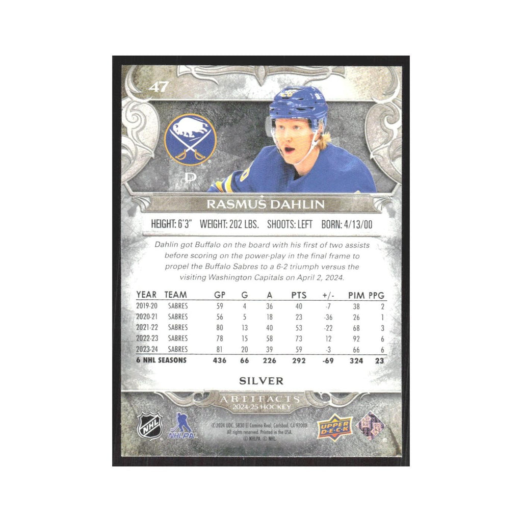 2024 Upper Deck Artifacts Rasmus Dahlin Buffalo Sabres #47