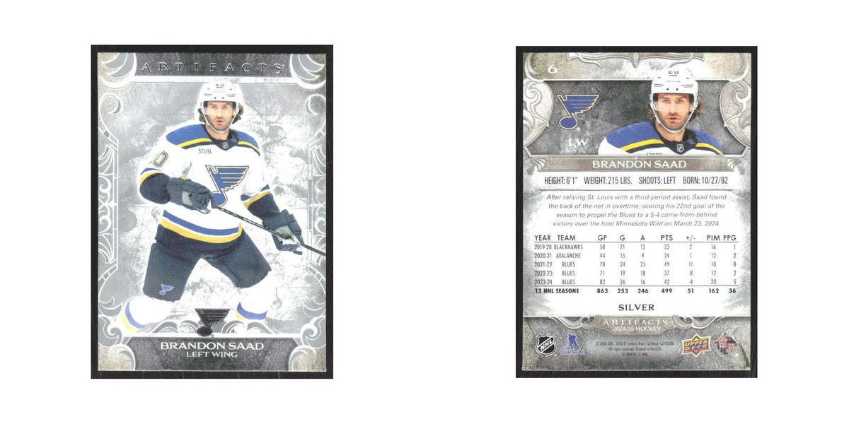 2024 Upper Deck Artifacts Brandon Saad St. Louis Blues #6
