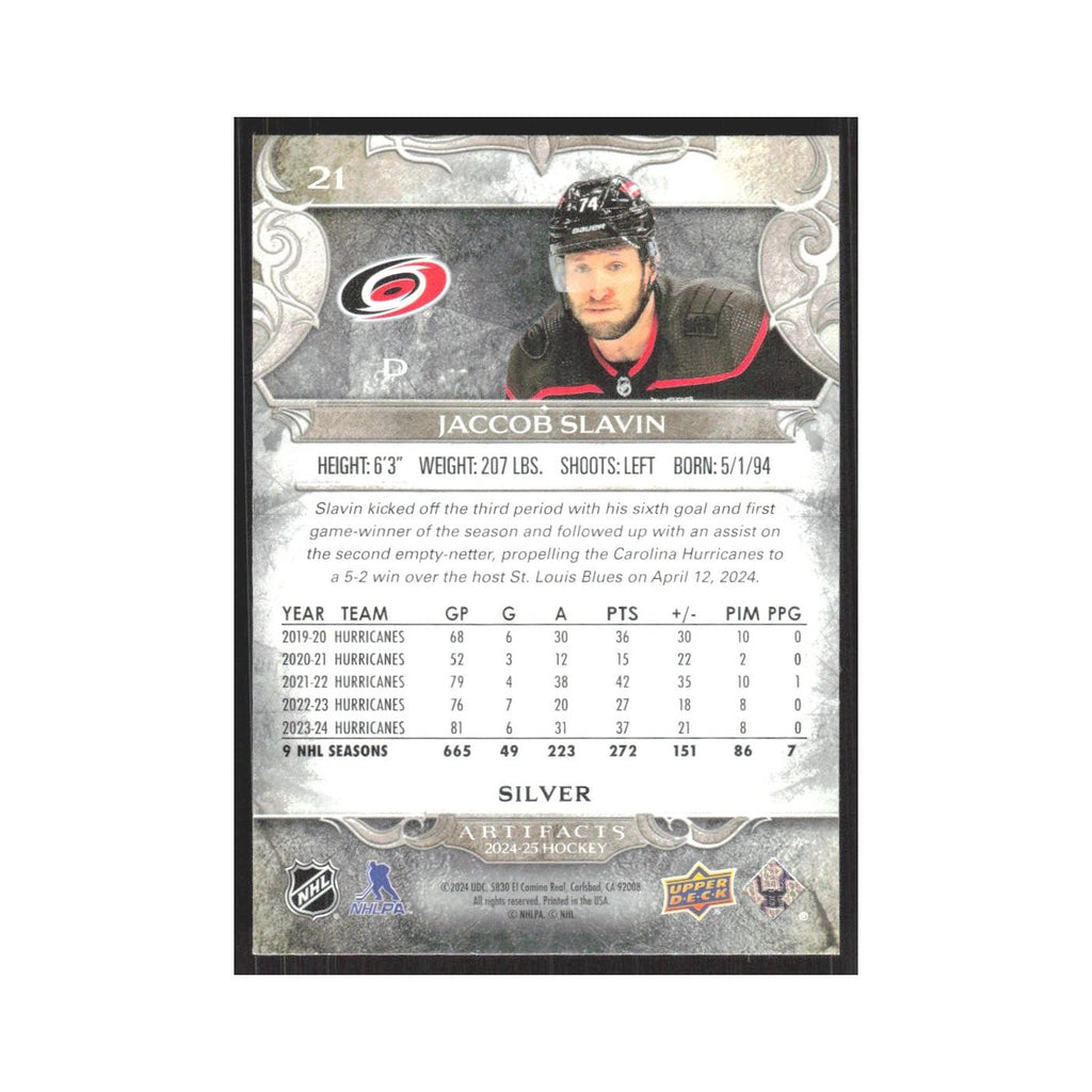 2024 Upper Deck Artifacts Jaccob Slavin Carolina Hurricanes #21