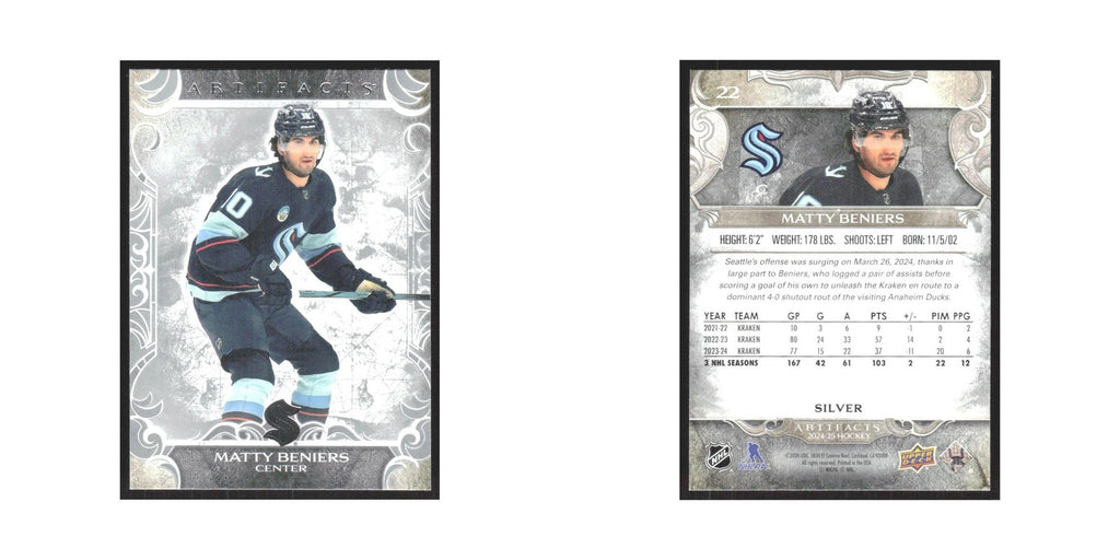 2024 Upper Deck Artifacts Matty Beniers Seattle Kraken #22