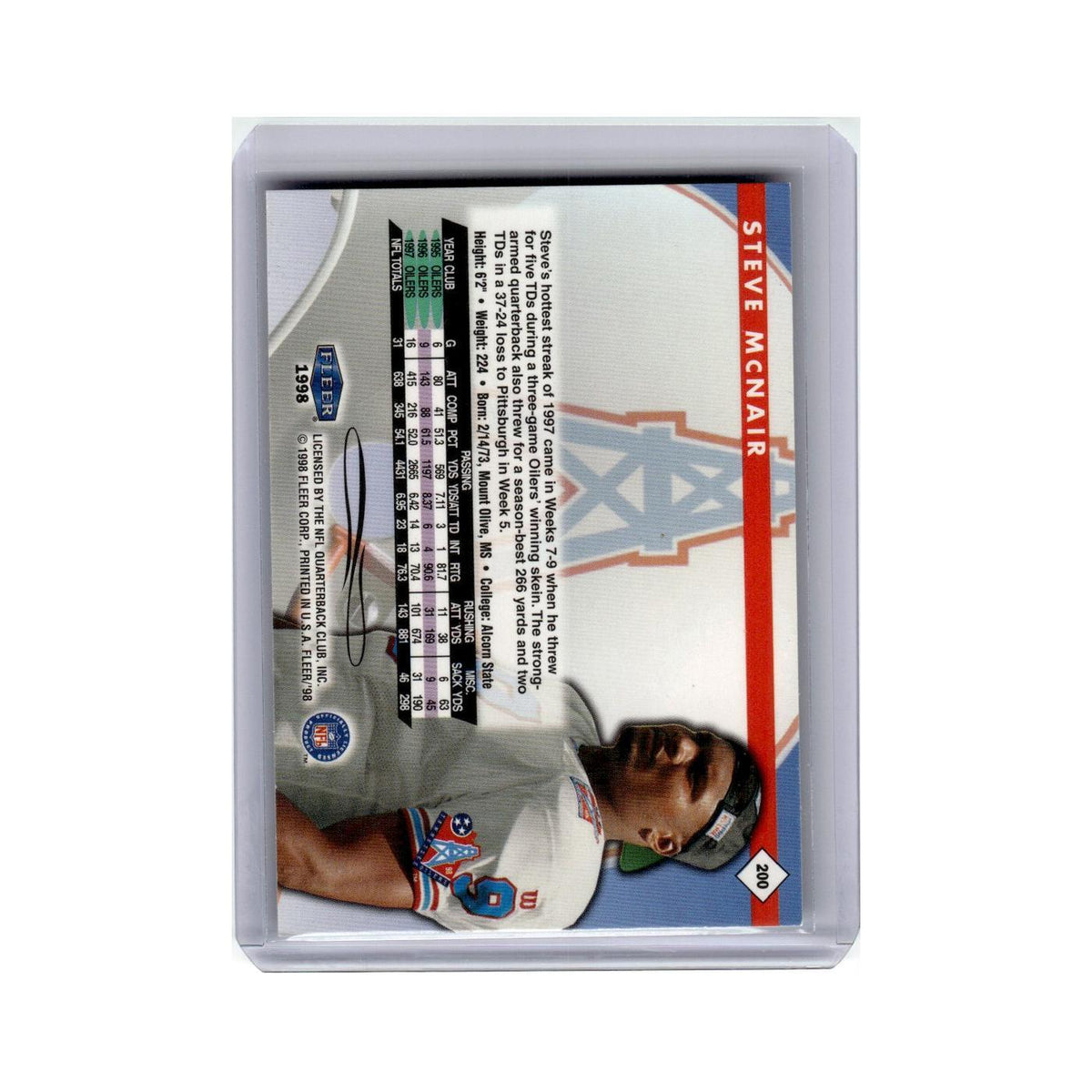 Steve McNair 1998 Fleer Tradition #200 Tennessee Oilers Football Card NM