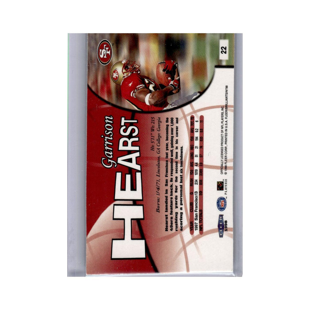 Garrison Hearst 1998 Fleer Brilliants #22 San Francisco 49ers Football Card NM