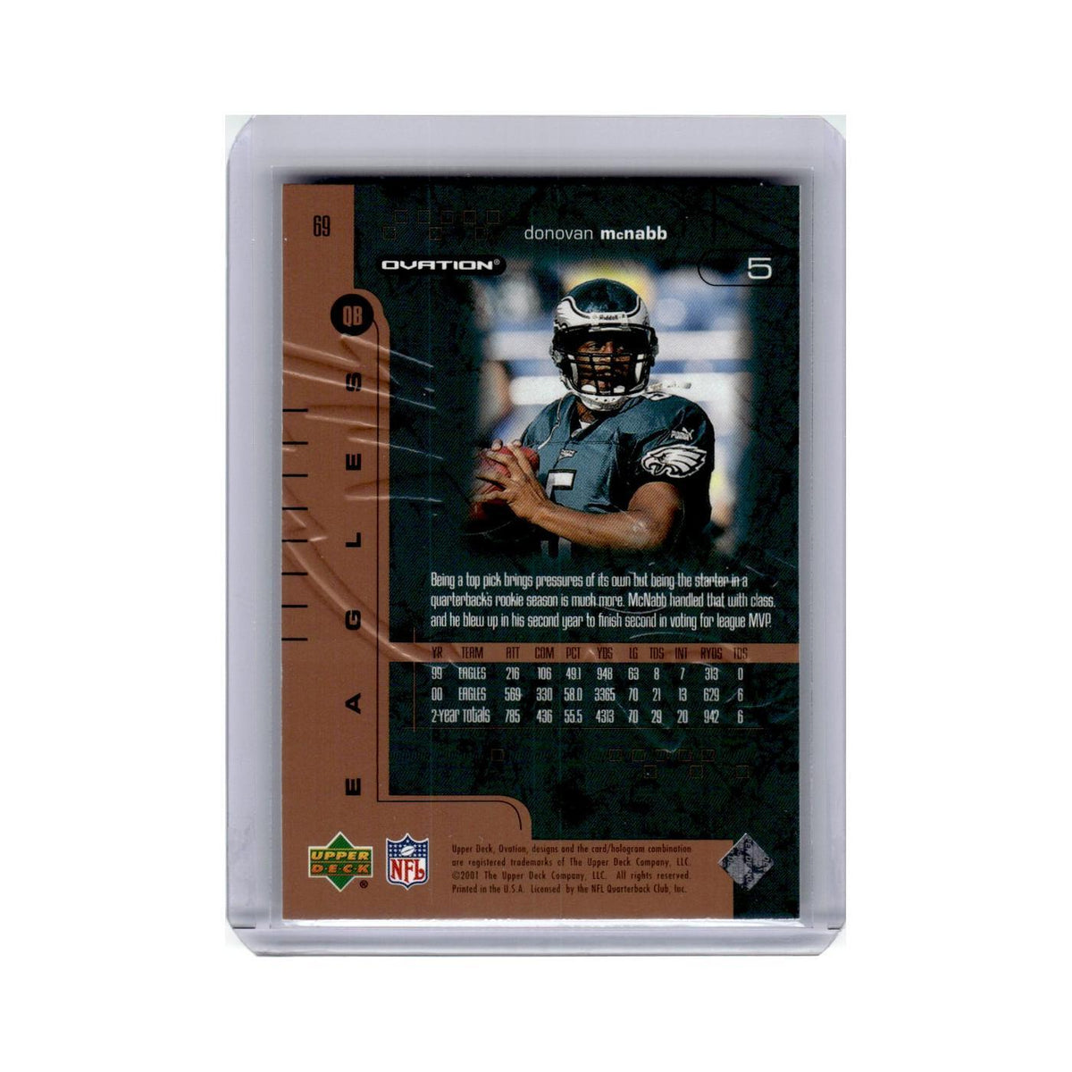 Donovan McNabb 2001 Upper Deck Ovation #69 Philadelphia Eagles Football Card NM