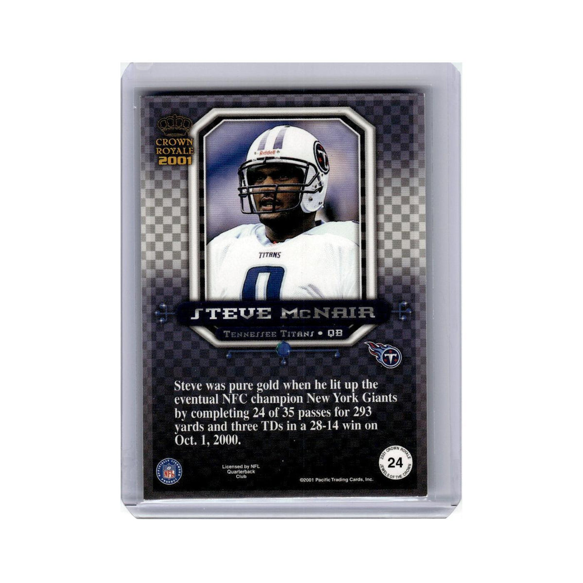 Steve McNair 2001 Pacific Crown Royale #24 Tennessee Titans Football Card NM