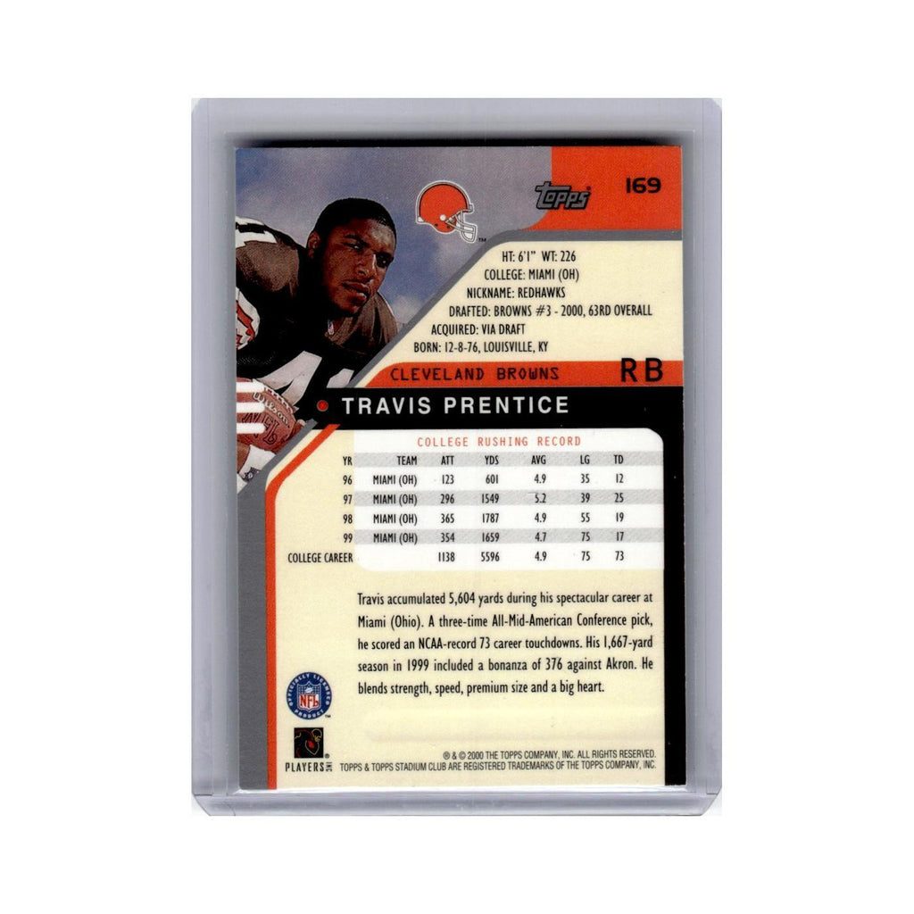 Travis Prentice 2000 Stadium Club #169 Cleveland Browns Football Card NM