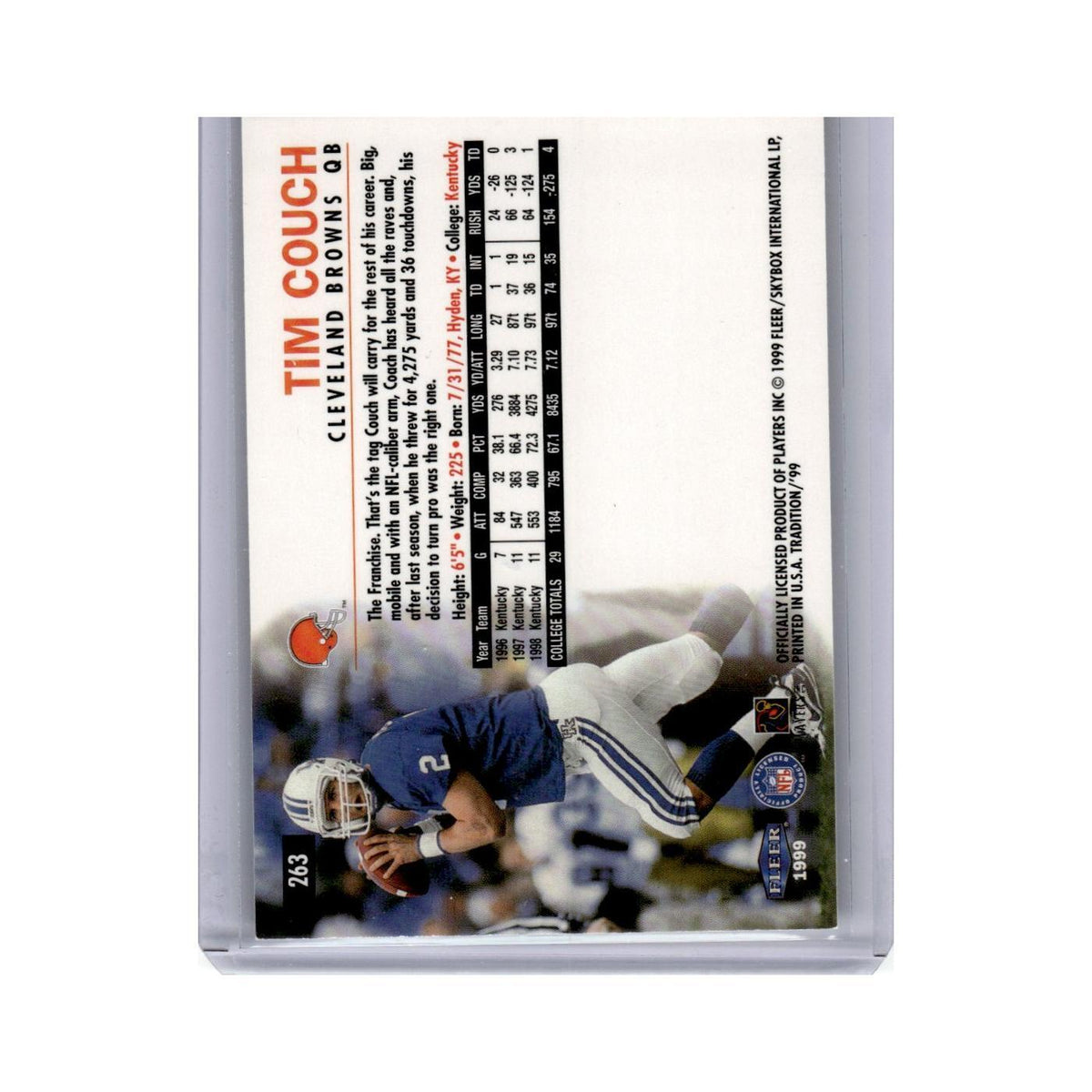 Tim Couch 1999 Fleer Tradition #263 Cleveland Browns Football Card NM