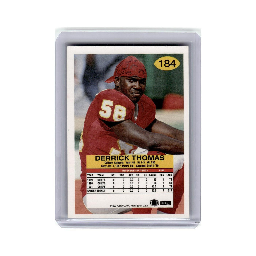 Derrick Thomas 1992 Fleer #184 Kansas City Chiefs Football Card NM