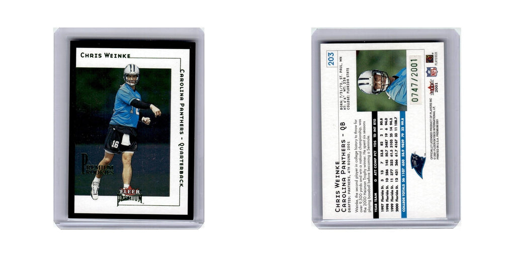Chris Weinke #/2001 2001 Fleer Premium Rookie #203 Carolina Panthers NM