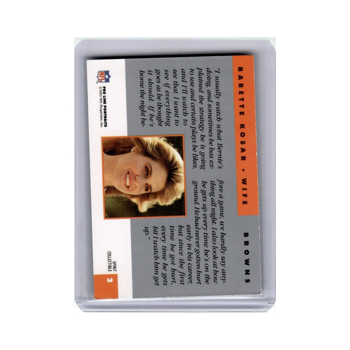 Babette Kosar 1991 Pro Line Portraits #2 Football Card NM