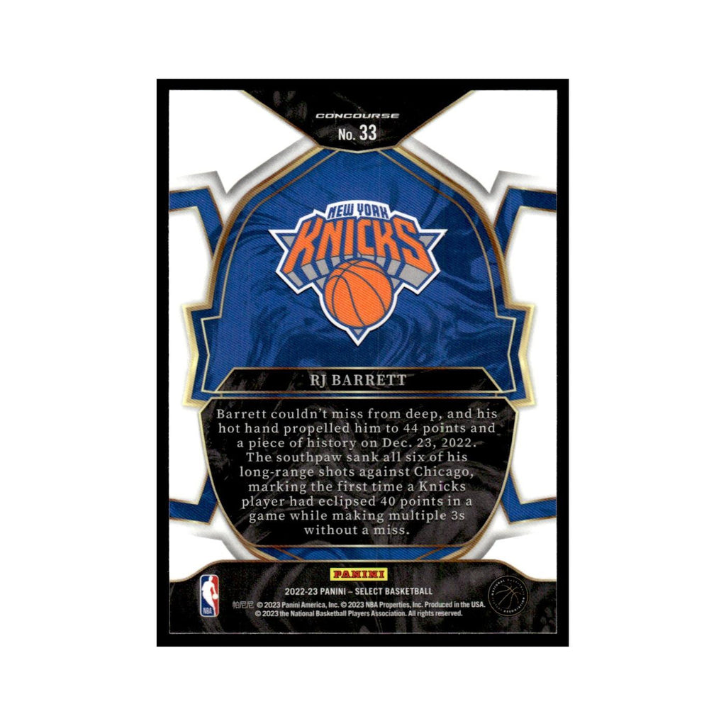 RJ Barrett 2022 Panini Select #33 New York Knicks Basketball Card NM