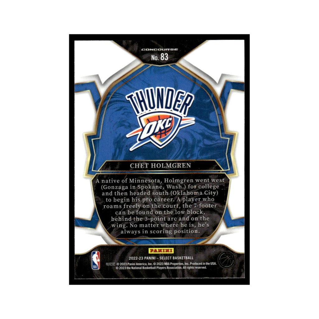 Chet Holmgren 2022 Panini Select #83 Oklahoma City Thunder Basketball Card NM