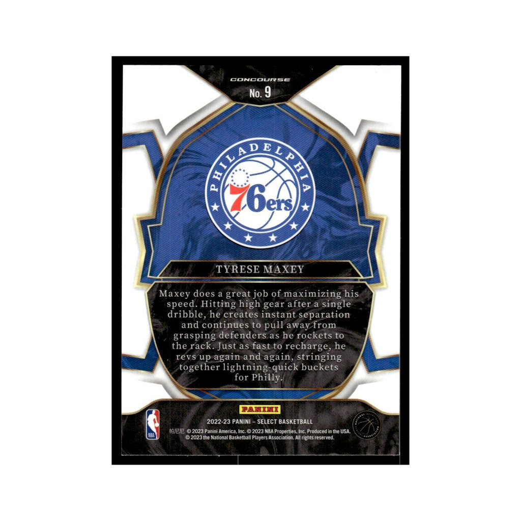 Tyrese Maxey 2022 Panini Select #9 Philadelphia 76ers Basketball Card NM