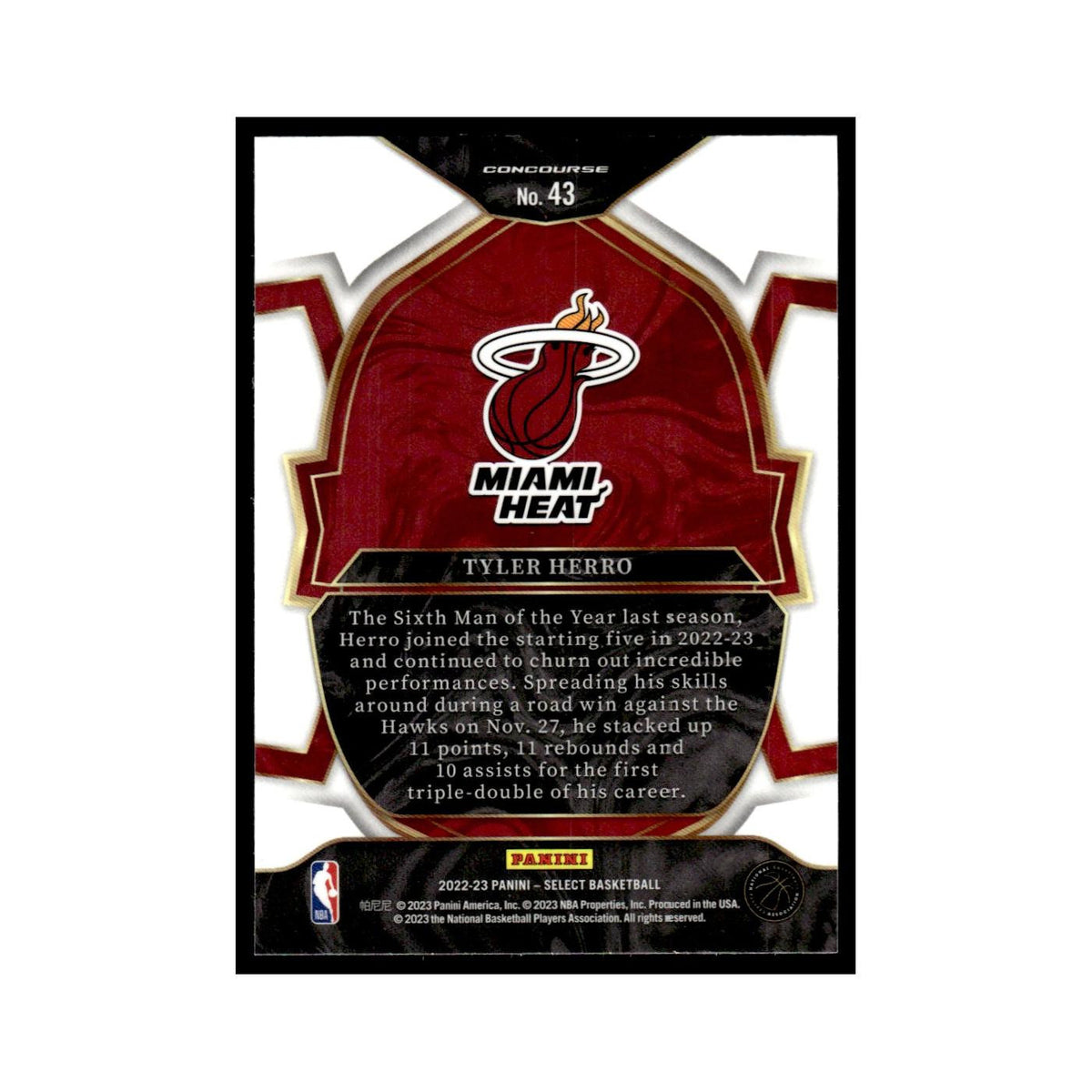 Tyler Herro 2022 Panini Select #43 Miami Heat Basketball Card NM