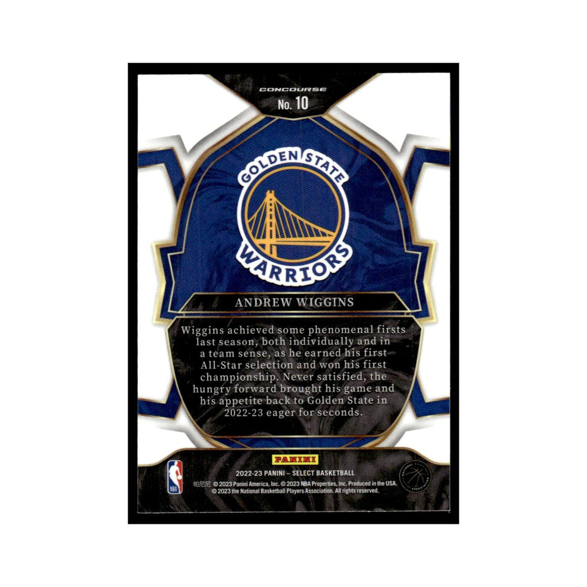 Andrew Wiggins 2022 Panini Select #10 Golden State Warriors Basketball Card NM
