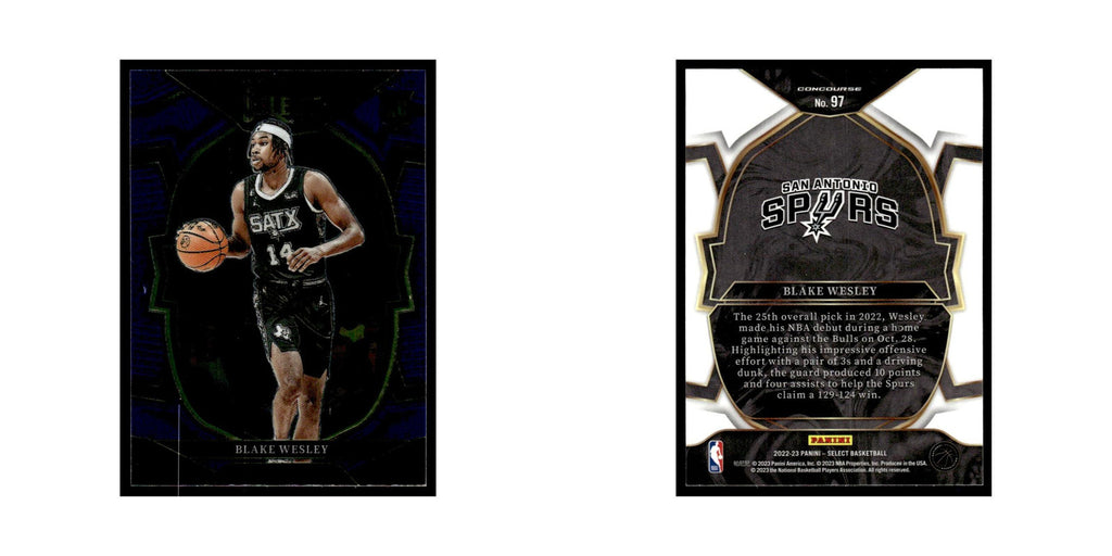 Blake Wesley 2022 Panini Select #97 San Antonio Spurs Basketball Card NM