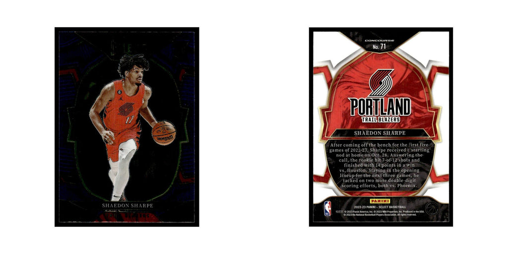 Shaedon Sharpe 2022 Panini Select #71 Portland Trail Blazers Basketball Card NM