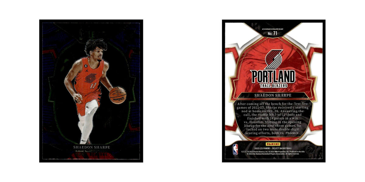 Shaedon Sharpe 2022 Panini Select #71 Portland Trail Blazers Basketball Card NM