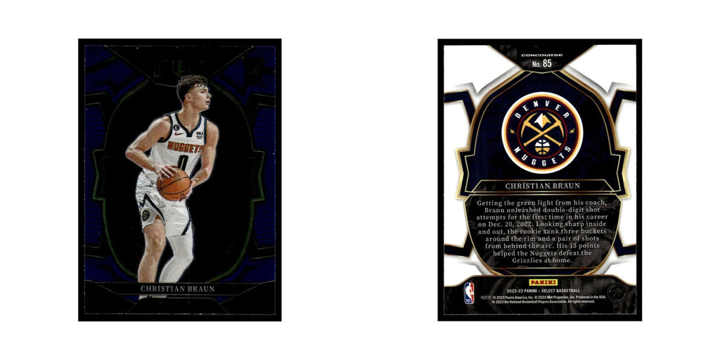 Christian Braun 2022 Panini Select #85 Denver Nuggets Basketball Card NM