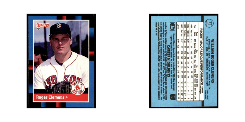 1988 Donruss Roger Clemens Baseball Cards #51