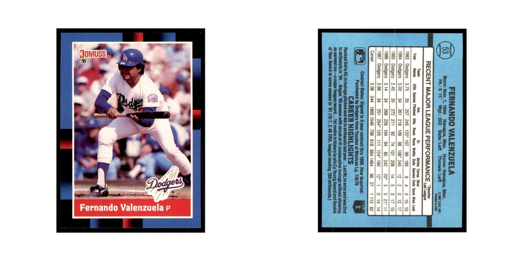 1988 Donruss Fernando Valenzuela Baseball Cards #53