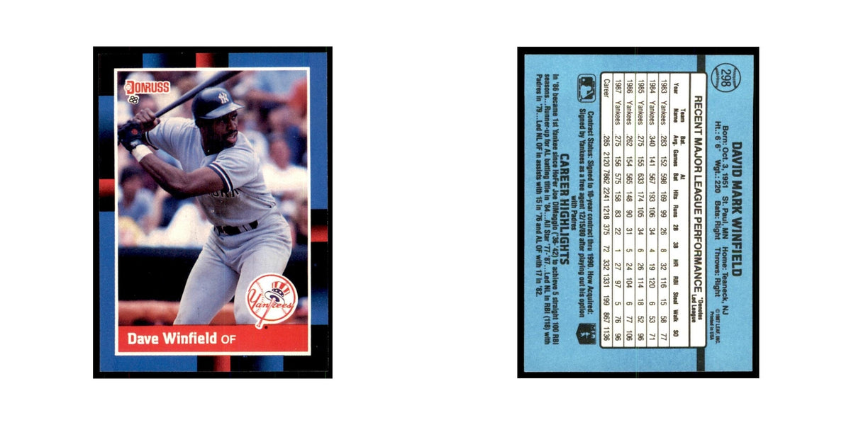 1988 Donruss Dave Winfield Baseball Cards #298