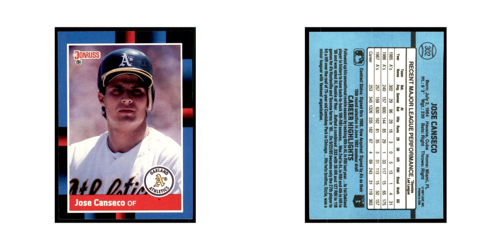1988 Donruss Jose Canseco Baseball Cards #302