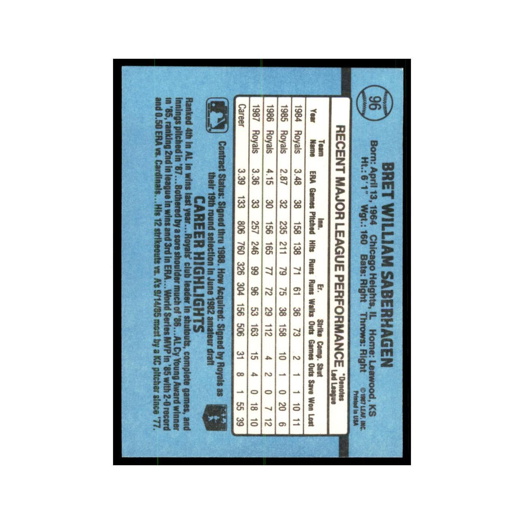 1988 Donruss Bret Saberhagen Baseball Cards #96