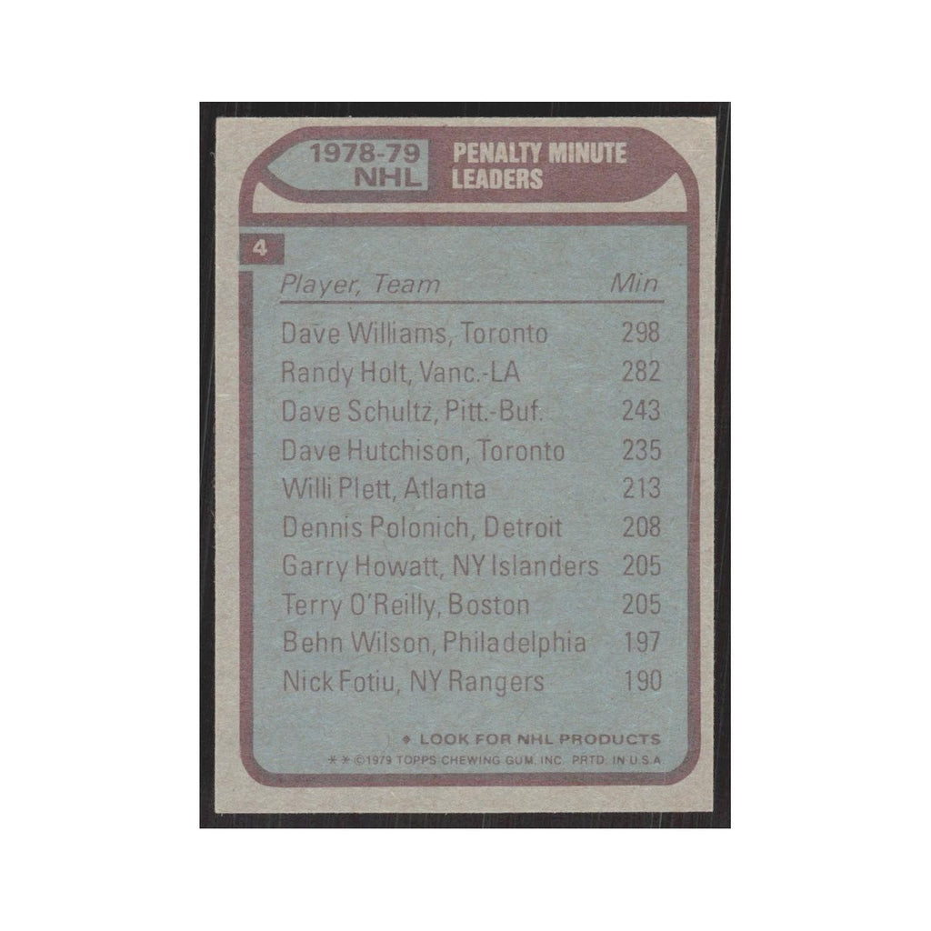 1979 Dave Williams/Randy Holt/Dave Schultz Toronto Maple Leafs/Los Angeles Kings