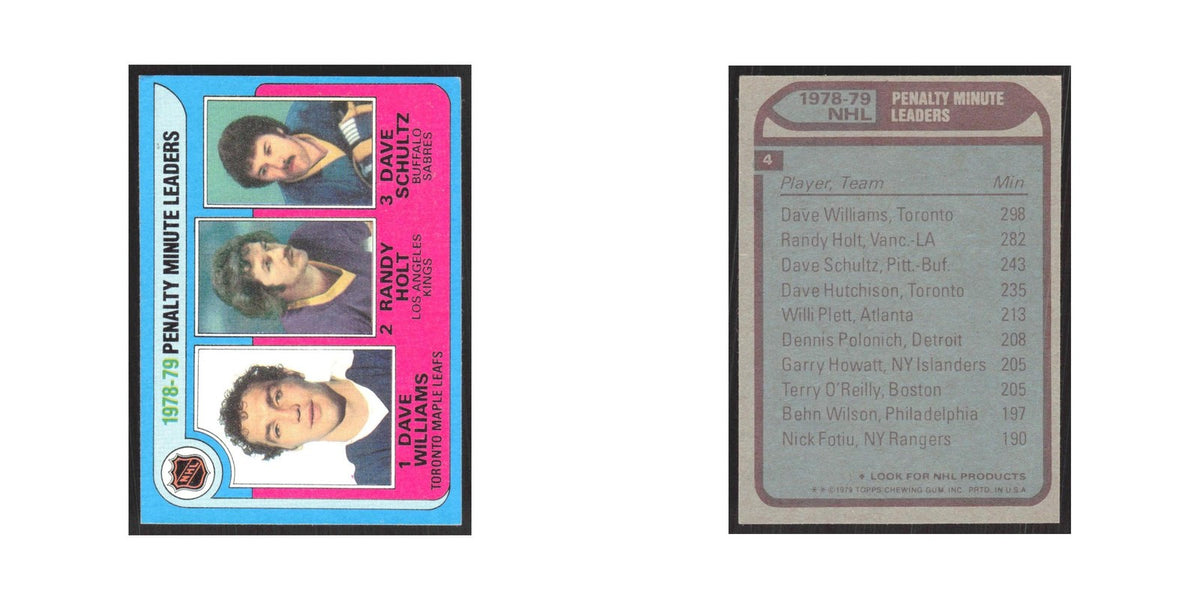 1979 Dave Williams/Randy Holt/Dave Schultz Toronto Maple Leafs/Los Angeles Kings