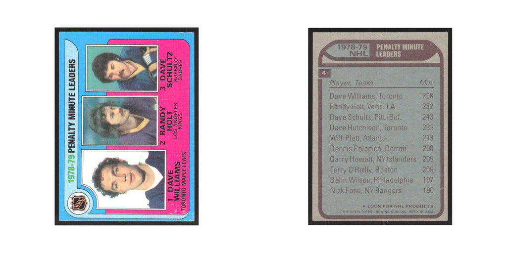 1979 Dave Williams/Randy Holt/Dave Schultz Toronto Maple Leafs/Los Angeles Kings