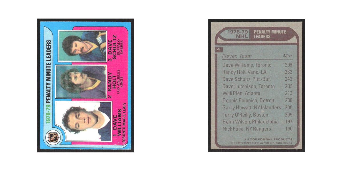 1979 Dave Williams/Randy Holt/Dave Schultz Toronto Maple Leafs/Los Angeles Kings