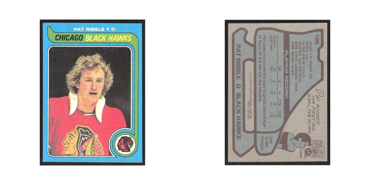 1979 Topps Pat Ribble RC Chicago Blackhawks #199