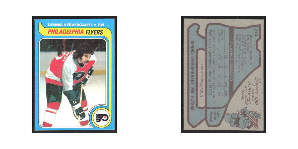 1979 Topps Dennis Ververgaert Philadelphia Flyers #214