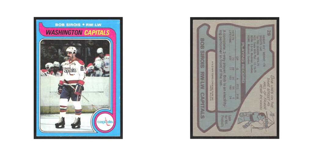 1979 Topps Bob Sirois Washington Capitals #29