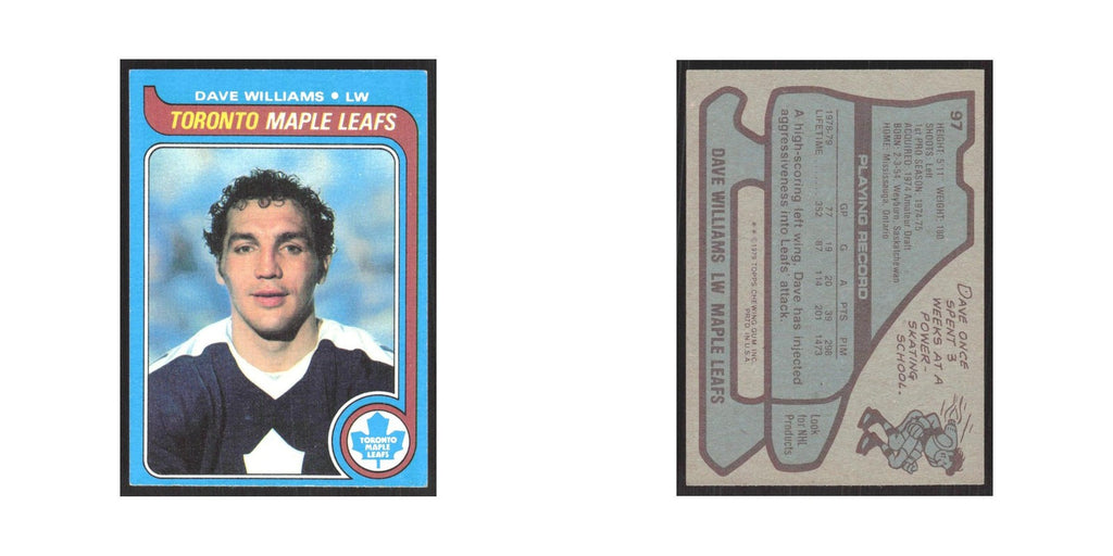 1979 Topps Dave Williams Toronto Maple Leafs #97