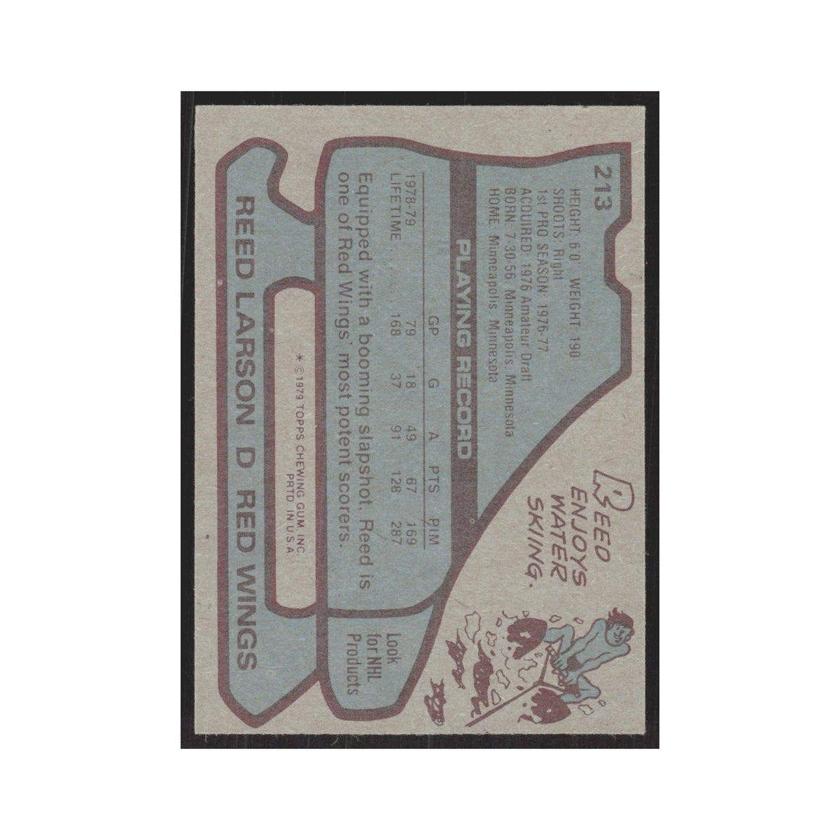 1979 Topps Reed Larson Detroit Red Wings #213