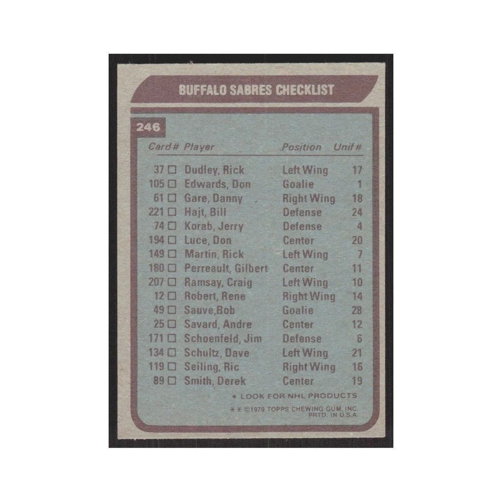 1979 Topps Buffalo Sabres Team Buffalo Sabres #246
