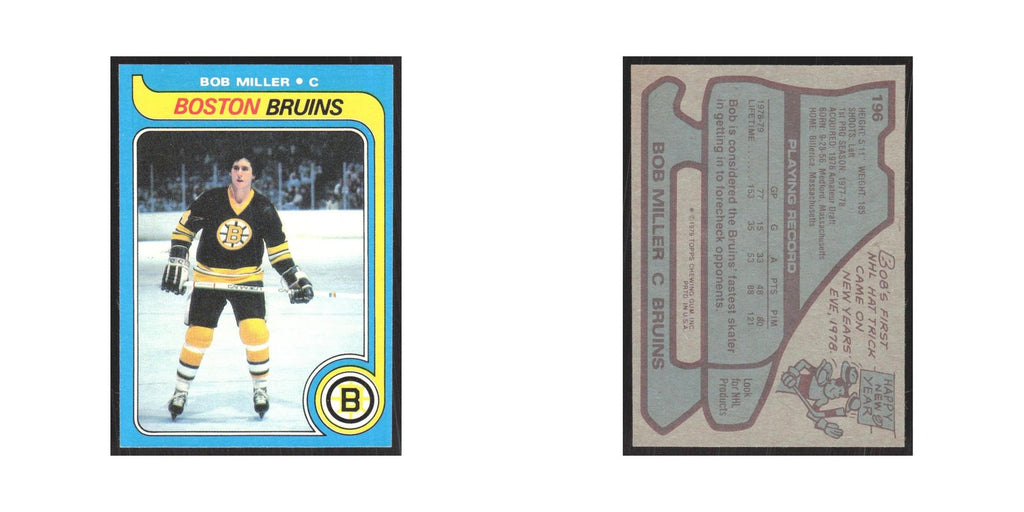 1979 Topps Bob Miller RC Boston Bruins #196