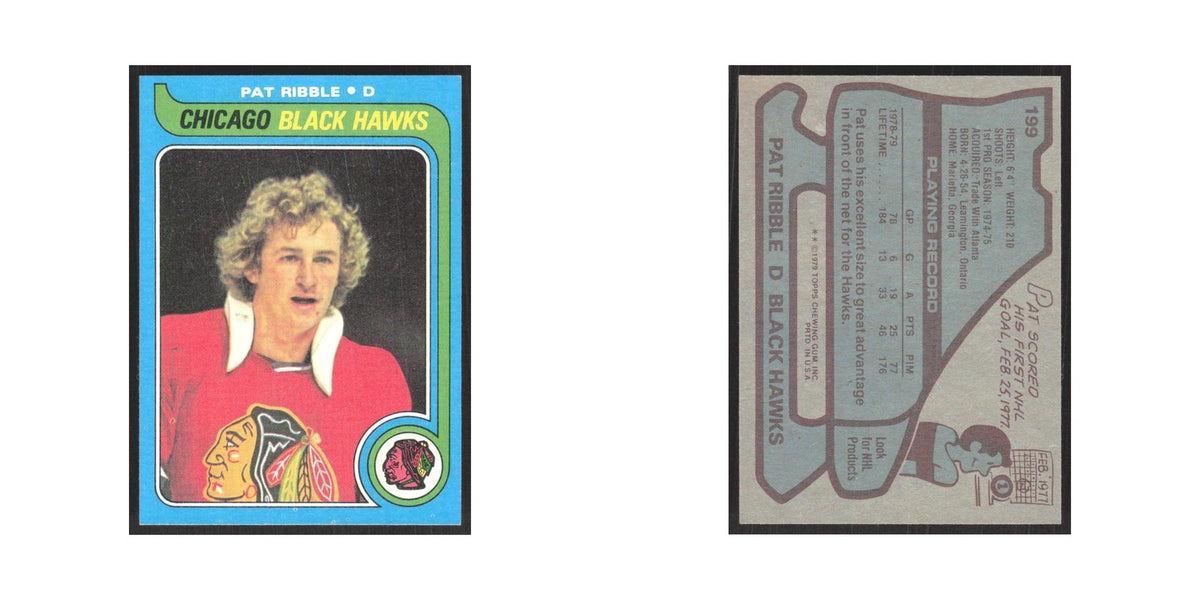 1979 Topps Pat Ribble RC Chicago Blackhawks #199