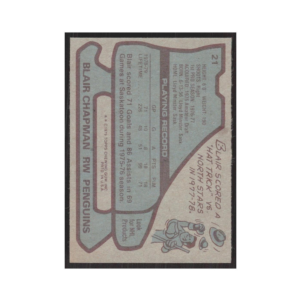 1979 Topps Blair Chapman Pittsburgh Penguins #21