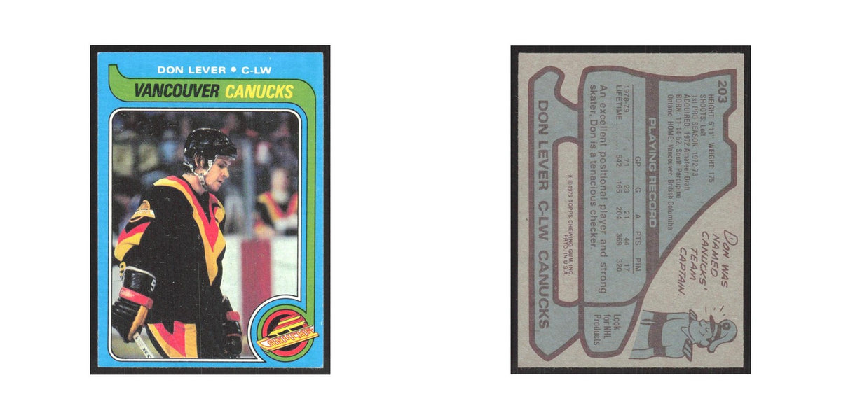 1979 Topps Don Lever Vancouver Canucks #203