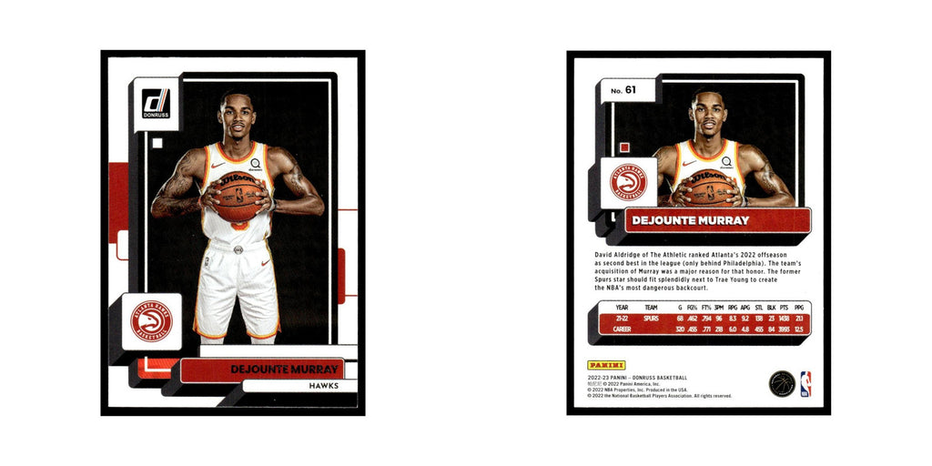 Dejounte Murray 2022 Donruss #61 Atlanta Hawks Basketball Card NM