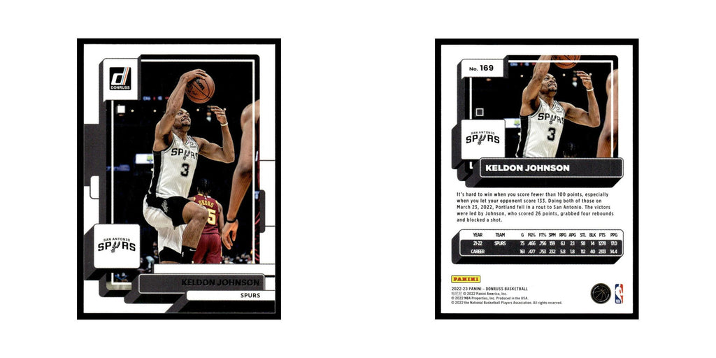 Keldon Johnson 2022 Donruss #169 San Antonio Spurs Basketball Card NM
