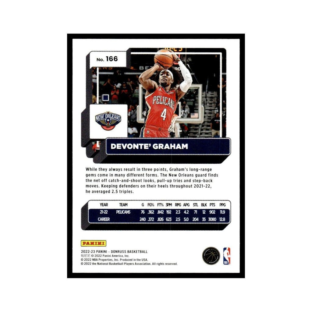 Devonte' Graham 2022 Donruss #166 New Orleans Pelicans Basketball Card NM