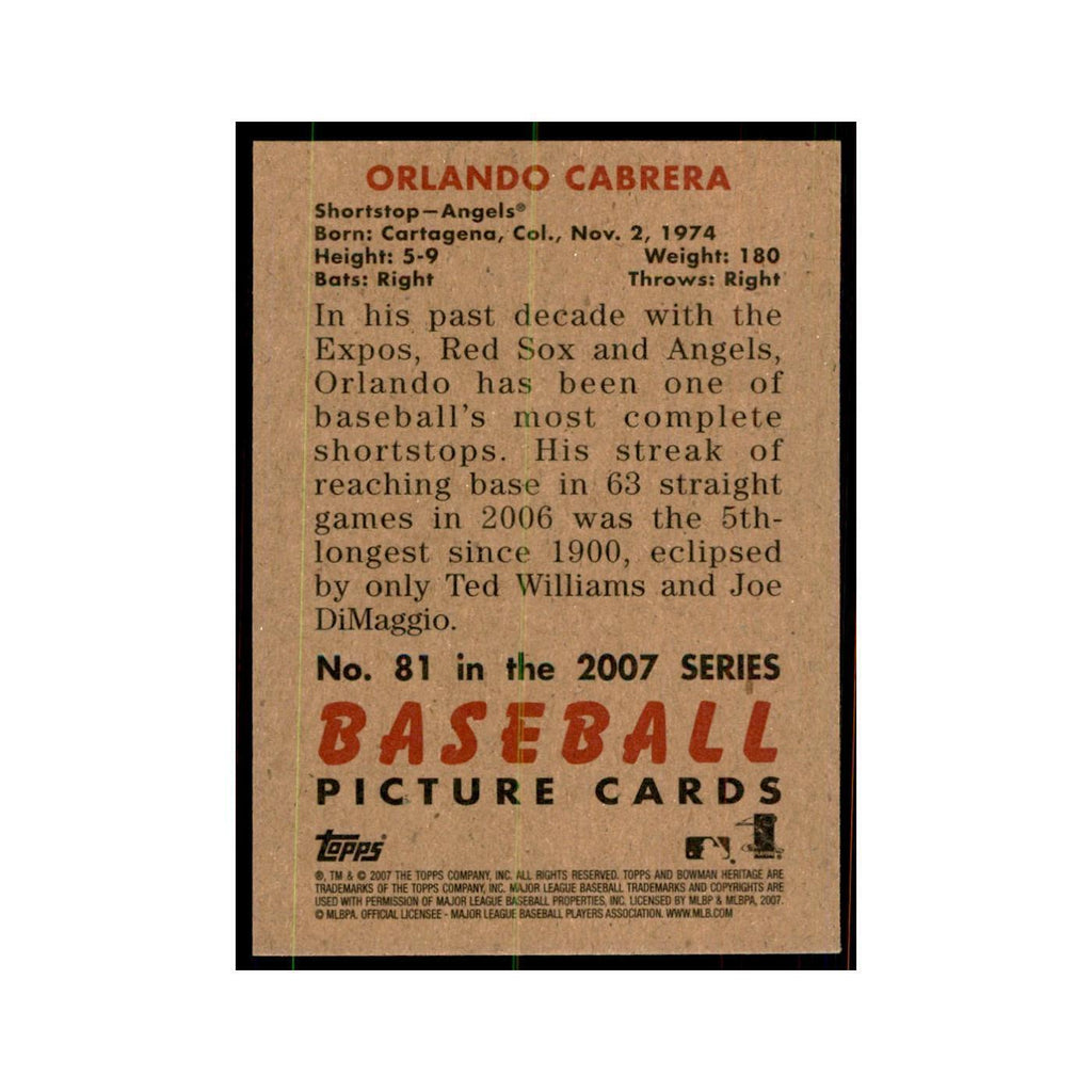 2007 Bowman Heritage Orlando Cabrera Baseball Cards #81