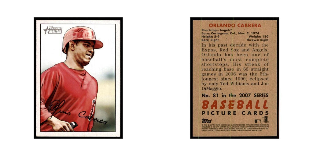 2007 Bowman Heritage Orlando Cabrera Baseball Cards #81