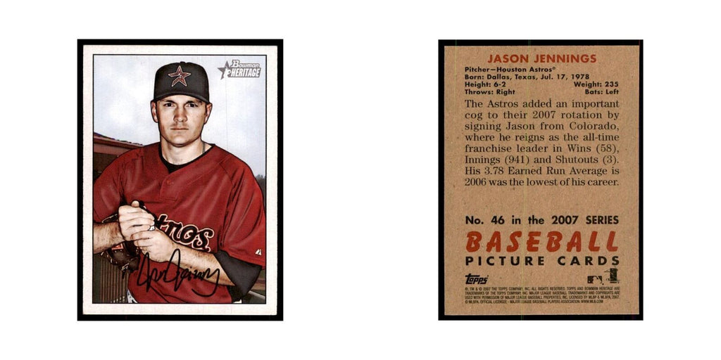 2007 Bowman Heritage Jason Jennings Baseball Cards #46