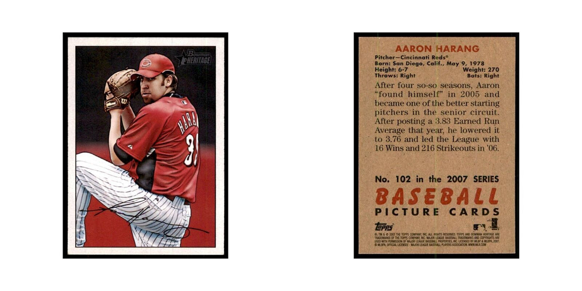 2007 Bowman Heritage Aaron Harang Baseball Cards #102
