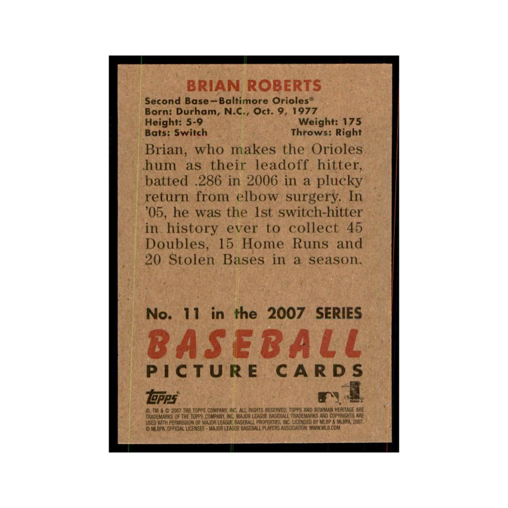 2007 Bowman Heritage Brian Roberts Baseball Cards #11